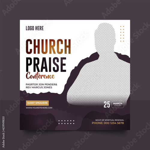 Church conference social media post, web banner, worship flyer, church banner, church flyer, square banner template