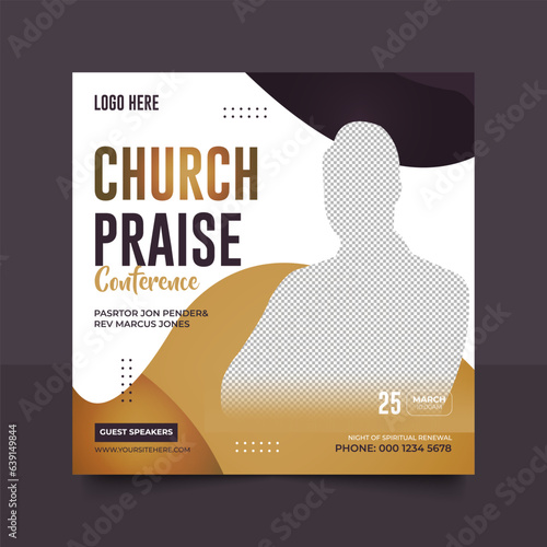 Church conference social media post, web banner, worship flyer, church banner, church flyer, square banner template