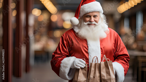 Merry Christmas! Santa Claus, in his iconic red costume and Santa hat, brings happiness and surprises during the festive season, old man his eyeglasses and Santa hat, the magical Xmas memories.