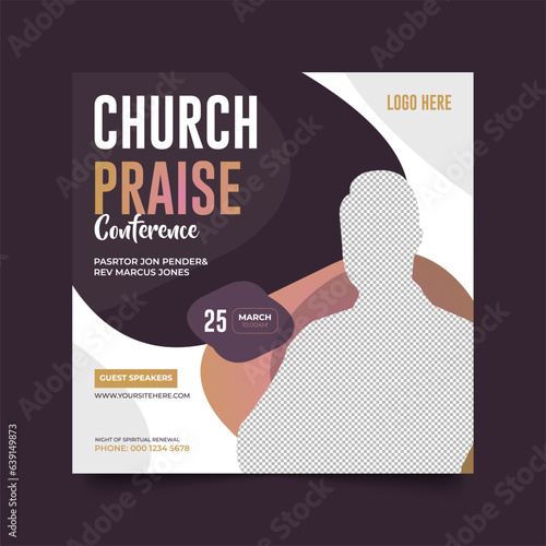 Church conference social media post, web banner, worship flyer, church banner, church flyer, square banner template