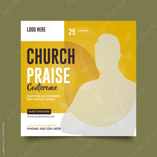 Church conference social media post, web banner, worship flyer, church banner, church flyer, square banner template