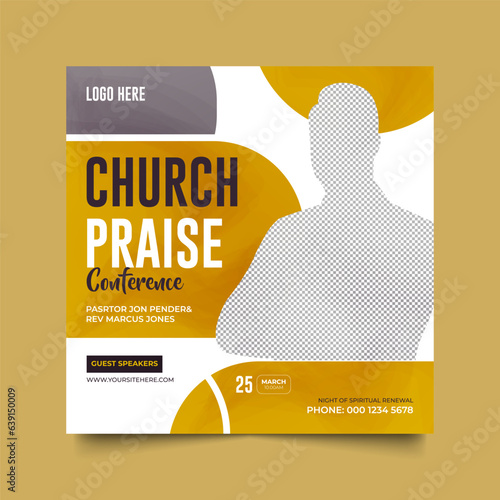 Church conference social media post, web banner, worship flyer, church banner, church flyer, square banner template