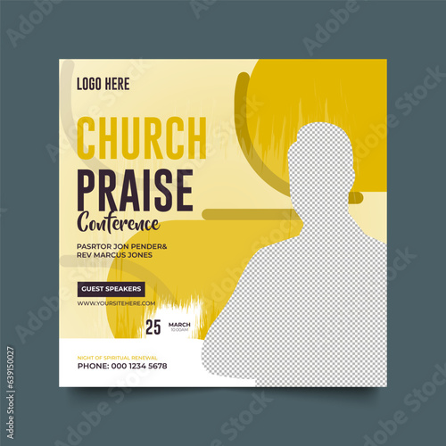 Church conference social media post, web banner, worship flyer, church banner, church flyer, square banner template