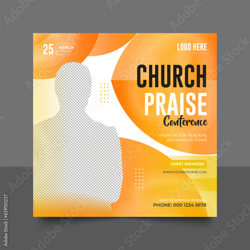 Church conference social media post, web banner, worship flyer, church banner, church flyer, square banner template