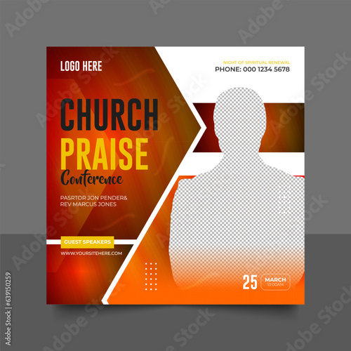Church conference social media post, web banner, worship flyer, church banner, church flyer, square banner template