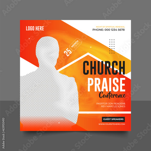 Church conference social media post, web banner, worship flyer, church banner, church flyer, square banner template