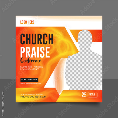 Church conference social media post, web banner, worship flyer, church banner, church flyer, square banner template