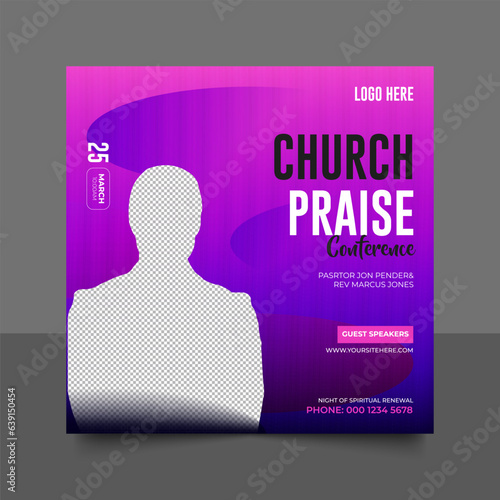 Church conference social media post, web banner, worship flyer, church banner, church flyer, square banner template
