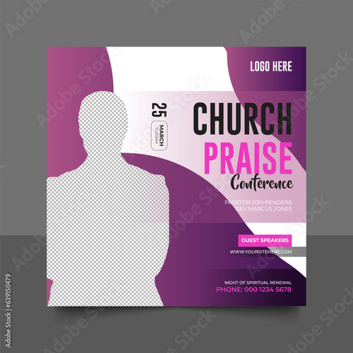 Church conference social media post, web banner, worship flyer, church banner, church flyer, square banner template