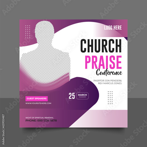 Church conference social media post, web banner, worship flyer, church banner, church flyer, square banner template