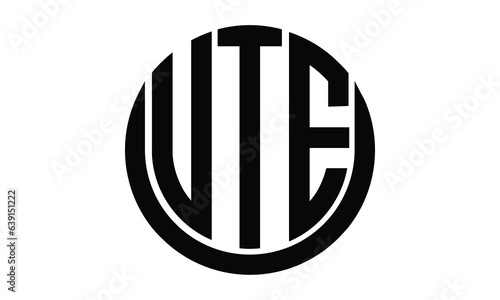 UTE shield in circle logo design vector template. lettermrk, wordmark, monogram symbol on white background.