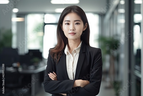 Proud asian businesswoman in the office. AI generative