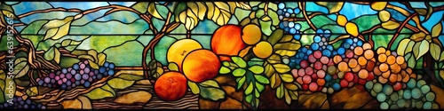Stained Glass Window Harvest 19th Century American Style © Kat