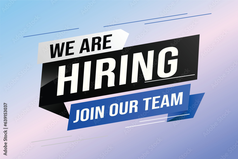 hiring recruitment Join now design for banner poster We are hiring lettering with geometric shapes lines. Vector illustration typographic. Open vacancy design template modern concept	