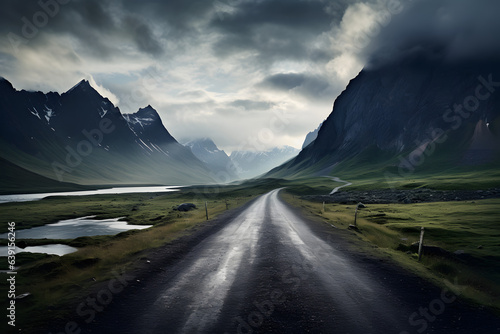 Road to the mountain landscape, beautiful view