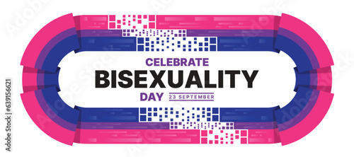 Celebrate bisexuality day - Text in frame with abstract color of bisexual flag curve layer and multiple squares shape modern style texture vector design