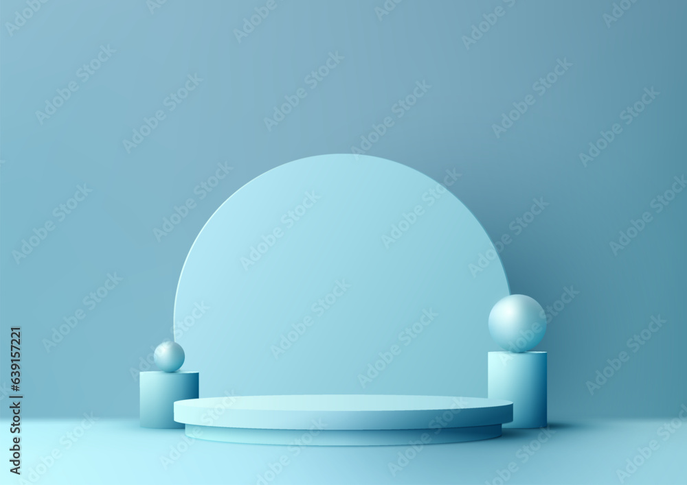 3D Blue Podium Stand with Circle Backdrop 3D Blue Podium Stand with Circle Backdrop