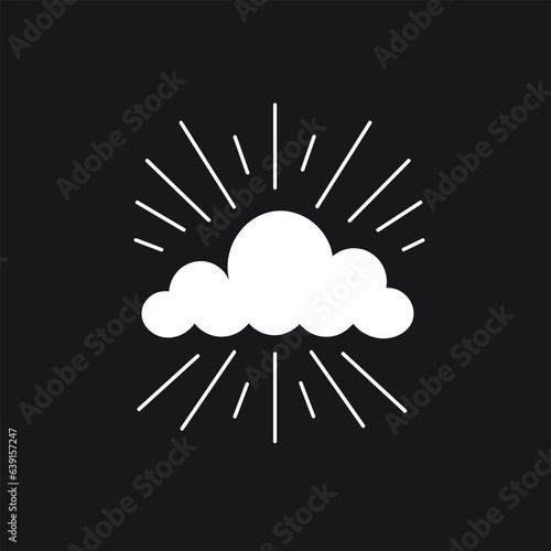Cloud computing filled monochrome logo. Digital transformation. Cloud and lightning. Design element. Created with artificial intelligence. Ai art for corporate branding, saas company, messaging app