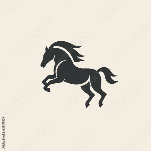 System engineering monochrome glyph logo. Business technology. Horse silhouette. Design element. Created with artificial intelligence. Powerful ai art for corporate branding  saas firm  tech company