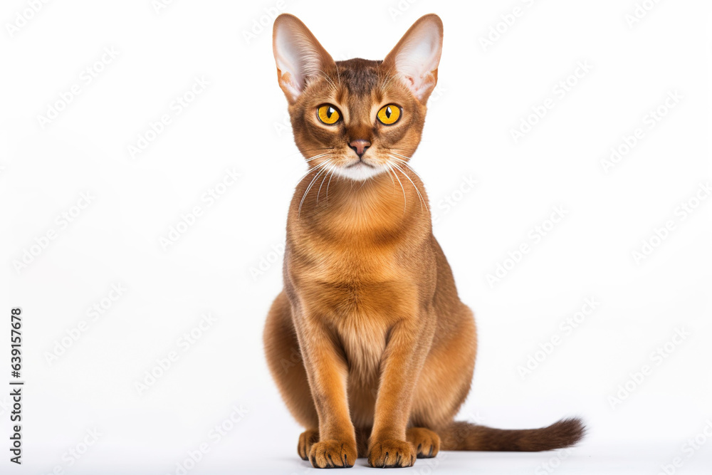 A Abyssinian Cat isolated on white plain background A Abyssinian Cat isolated on white plain background