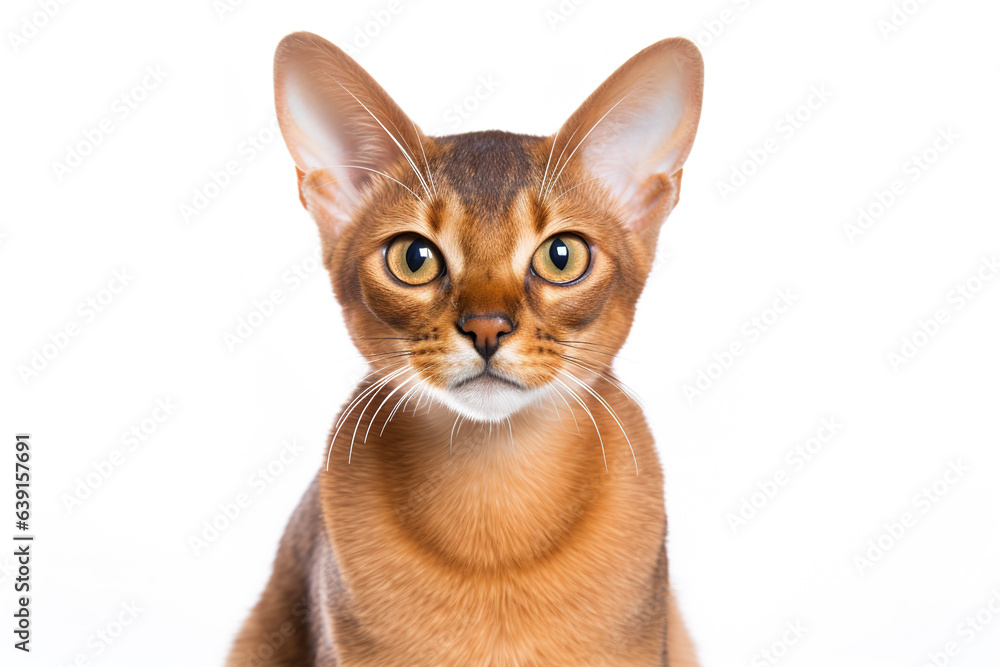 A Abyssinian Cat isolated on white plain background
