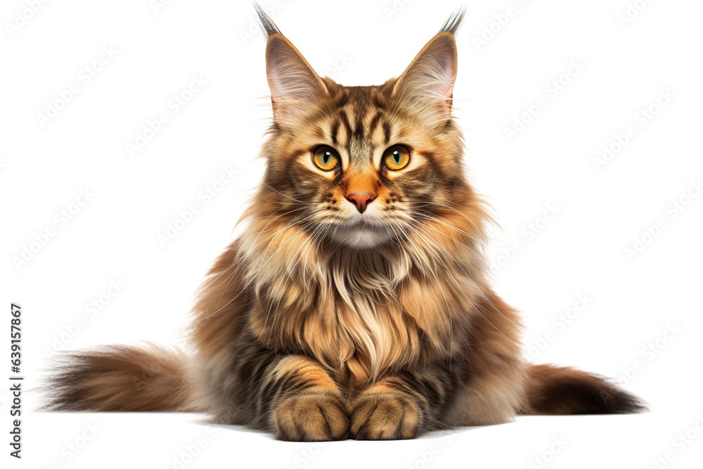 Obraz premium A Maine Coon Cat isolated on white plain background