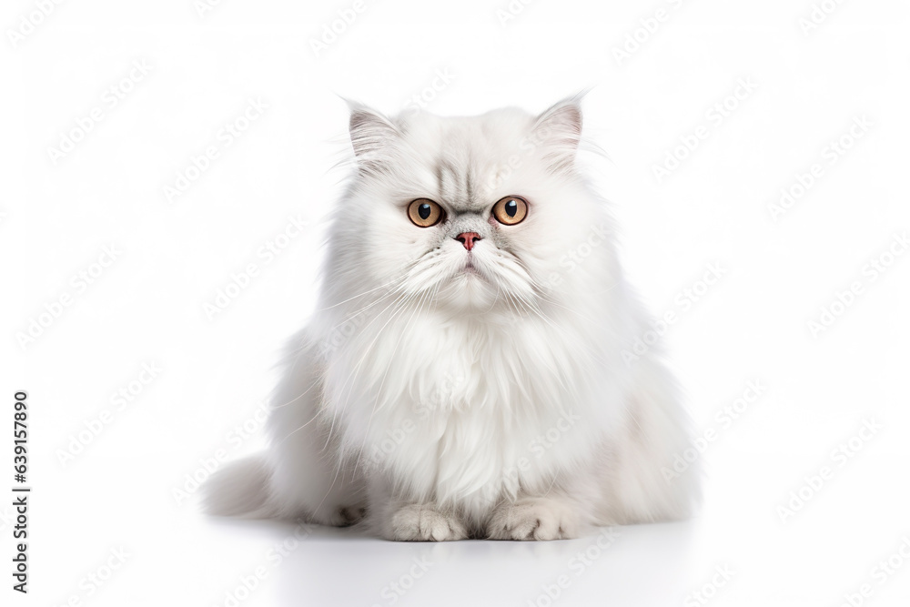 A Persian Cat isolated on white plain background