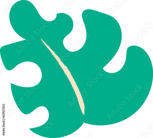 Abstract hand drawn leaves branch shape