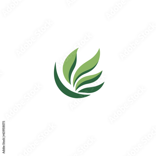 Meal delivery filled green logo. Wellness center. Leaf symbol. Design element. Created with artificial intelligence. Ai art for corporate branding, food store, organic snack, cosmetology product