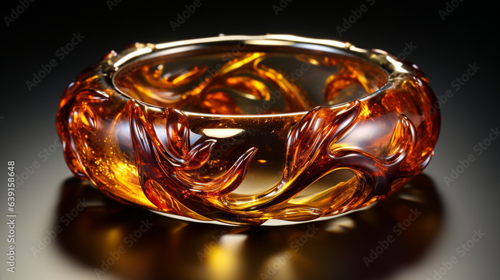 A mesmerizing visual of an amber bangle bracelet, a wearable piece of history that adds elegance and uniqueness to any outfit 