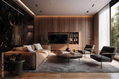 Minimalist living room. Generate Ai © nsit0108
