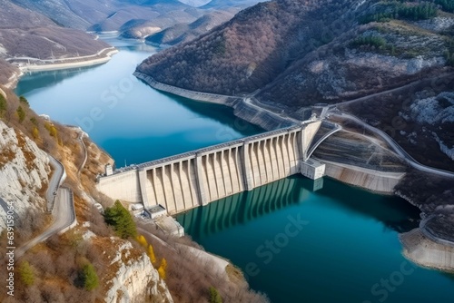 Hydroelectric power dam. Generate Ai photo