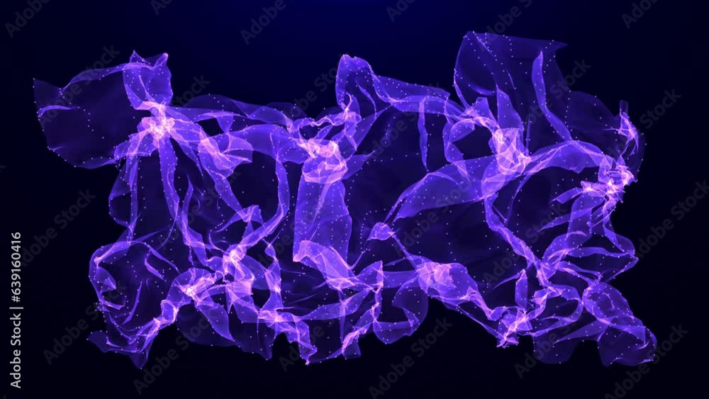 Abstract background with wavy shape particles, digital purple magic waves. Seamless looping 4k video. Abstract background with wavy shape particles, digital purple magic waves. Seamless looping 4k video.