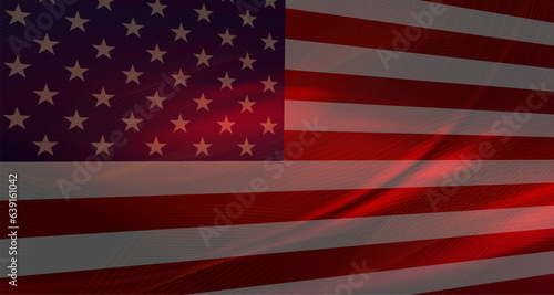 Composition with USA flag silhouette and light rays