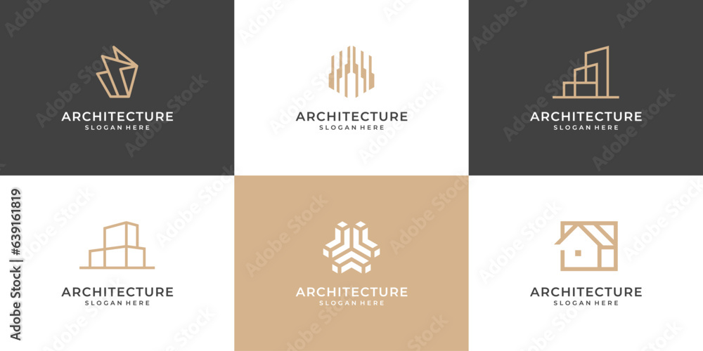 Set of Minimalist building architecture logo design template Set of Minimalist building architecture logo design template
