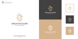 Minimalist building real estate logo with line art style