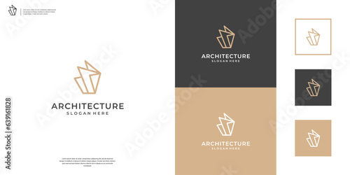 Minimalist building real estate logo with line art style