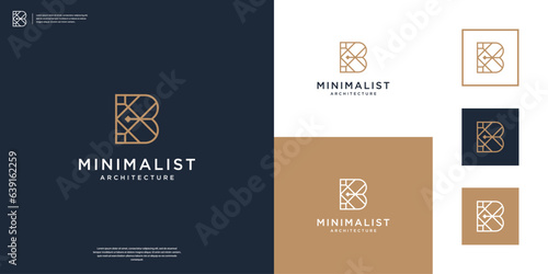 Abstract architecture logo design template. Minimalist artistic logo letter B. © kiarev