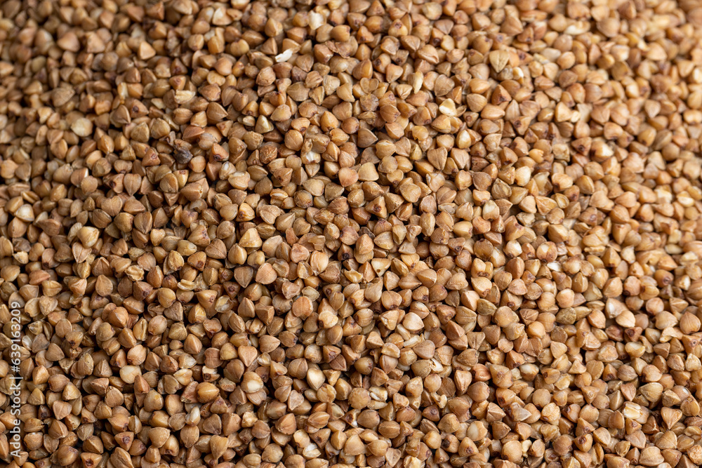 A large amount of roasted buckwheat harvest A large amount of roasted buckwheat harvest