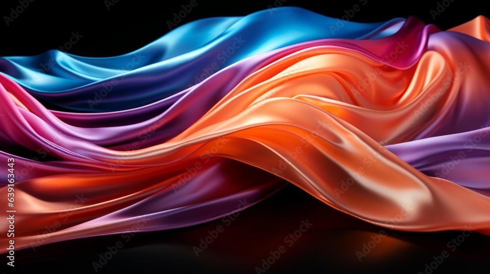 Multi-colored ribbons on a black background. Generative AI Multi-colored ribbons on a black background. Generative AI