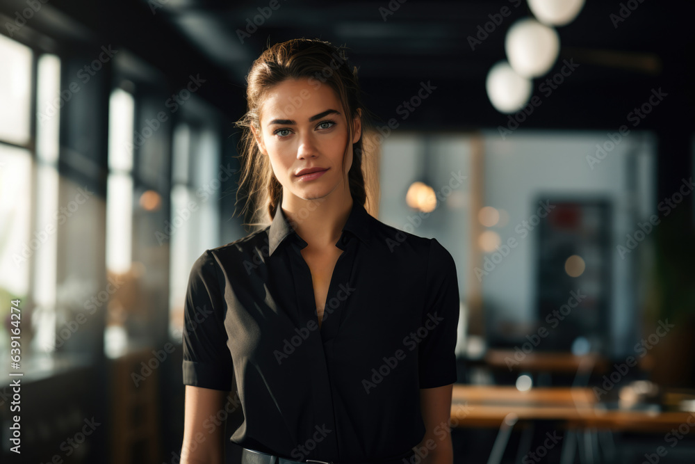 Obraz premium Young business woman standing at her office