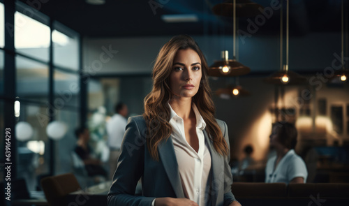 Free Download Young business woman standing at her office - GFXLoad