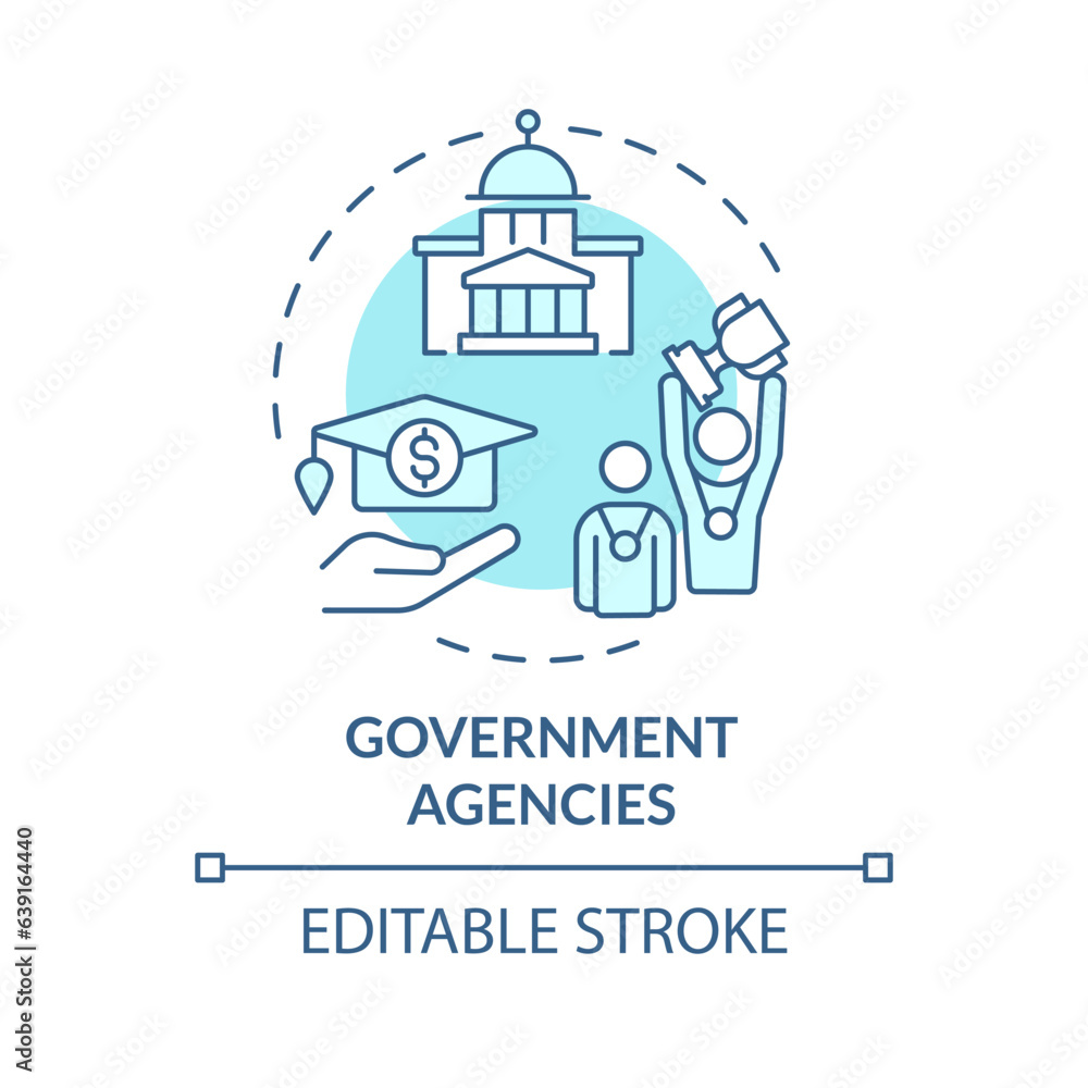 2D editable government agencies blue thin line icon concept, isolated vector, illustration representing athletic scholarship.