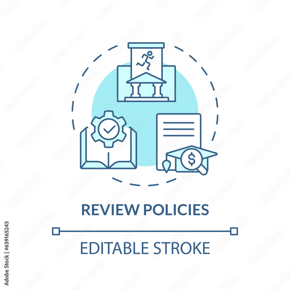 2D editable review policies blue thin line icon concept, isolated vector, illustration representing athletic scholarship.
