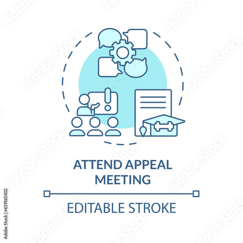 2D editable attend appeal meeting blue thin line icon concept, isolated vector, illustration representing athletic scholarship.
