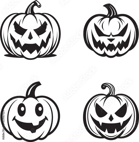 Pumpkin jack icon set, Halloween pumpkin icon, Vector Illustration, SVG