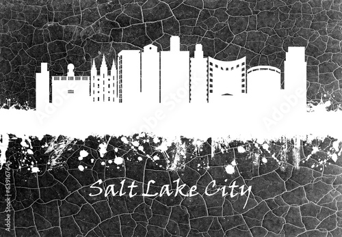 Salt Lake City skyline B&W photo