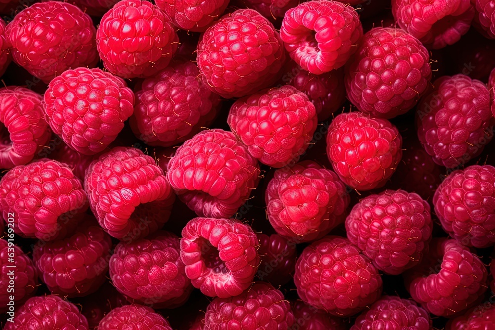 Top view of a fresh and sweet raspberries background. Top view of a fresh and sweet raspberries background.
