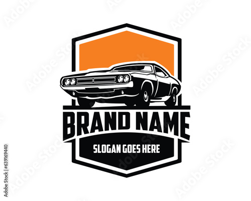 vector illustration of a 1969 dodge super bee car. silhouette vector design. appear from the side with a view of the evening sky. Best for logo, badge, emblem, icon, design sticker, vintage car indust