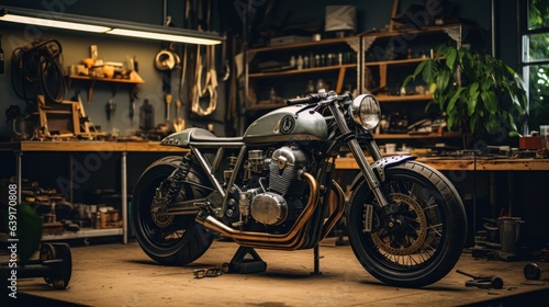 Customize an Old School Cafe Racer motorcycle in a home workshop.
